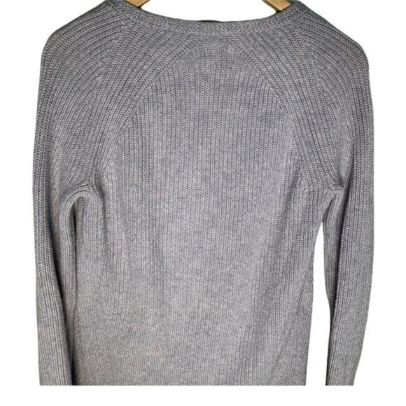 LOFT Lou & Grey Gray Ribbed Knit Sweater | V-Neck Long Sleeve Women’s Small - Picture 5 of 10
